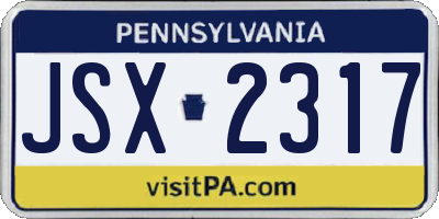 PA license plate JSX2317