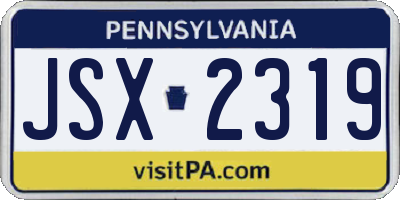 PA license plate JSX2319