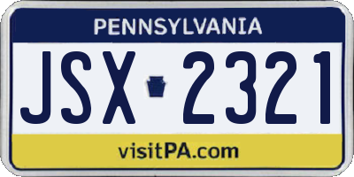 PA license plate JSX2321