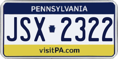 PA license plate JSX2322