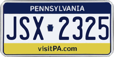 PA license plate JSX2325