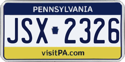 PA license plate JSX2326