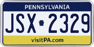 PA license plate JSX2329