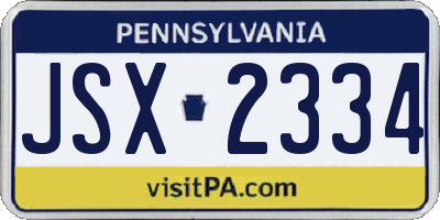 PA license plate JSX2334