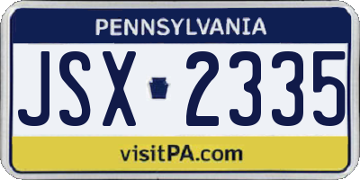 PA license plate JSX2335