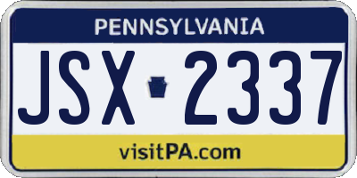 PA license plate JSX2337