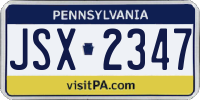 PA license plate JSX2347
