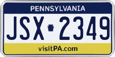 PA license plate JSX2349