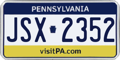 PA license plate JSX2352