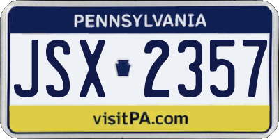 PA license plate JSX2357