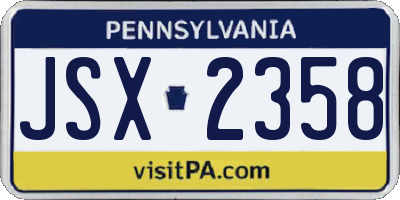 PA license plate JSX2358