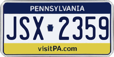 PA license plate JSX2359