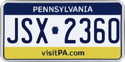 PA license plate JSX2360