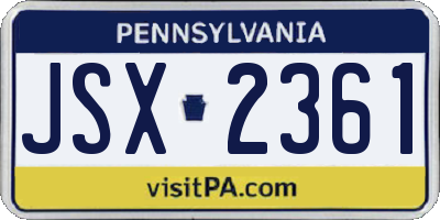 PA license plate JSX2361