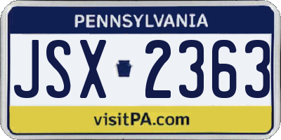 PA license plate JSX2363