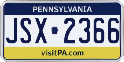 PA license plate JSX2366