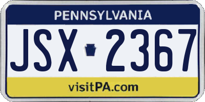 PA license plate JSX2367