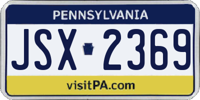 PA license plate JSX2369