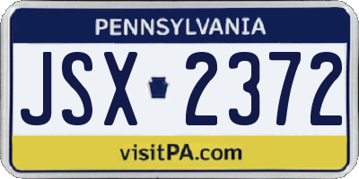 PA license plate JSX2372