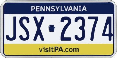 PA license plate JSX2374
