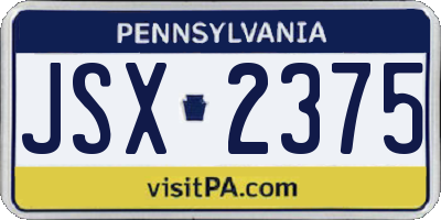 PA license plate JSX2375