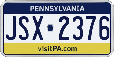 PA license plate JSX2376