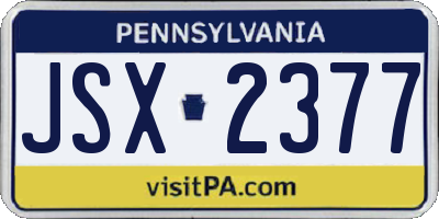 PA license plate JSX2377