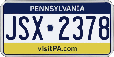 PA license plate JSX2378