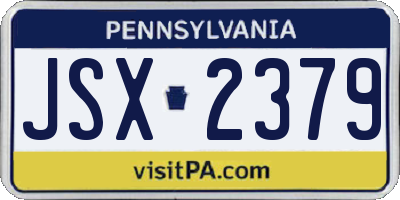 PA license plate JSX2379