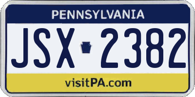 PA license plate JSX2382