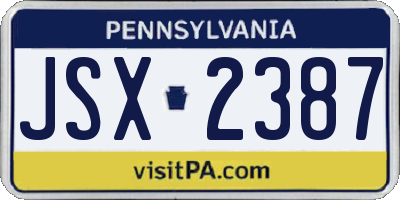 PA license plate JSX2387