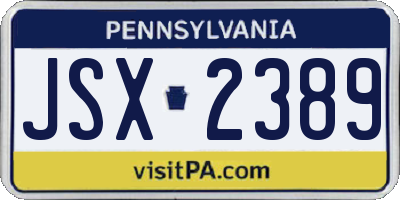 PA license plate JSX2389