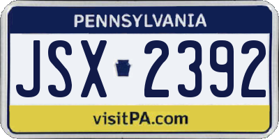 PA license plate JSX2392