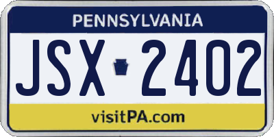PA license plate JSX2402