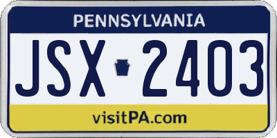 PA license plate JSX2403