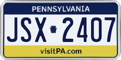 PA license plate JSX2407