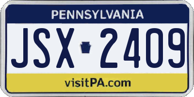 PA license plate JSX2409