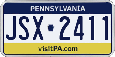 PA license plate JSX2411