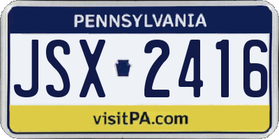 PA license plate JSX2416