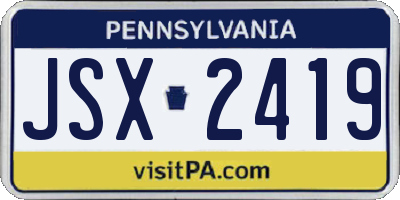 PA license plate JSX2419