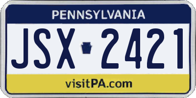 PA license plate JSX2421