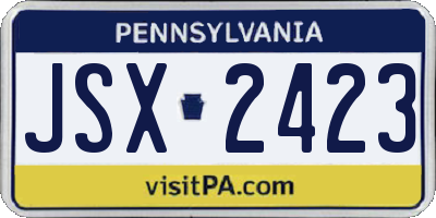 PA license plate JSX2423
