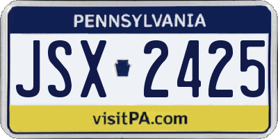 PA license plate JSX2425