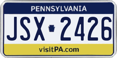 PA license plate JSX2426