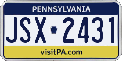 PA license plate JSX2431