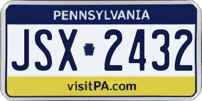 PA license plate JSX2432