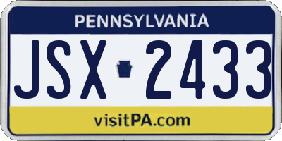 PA license plate JSX2433