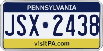PA license plate JSX2438