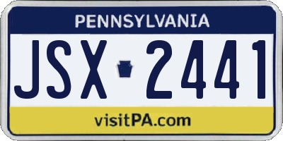 PA license plate JSX2441
