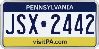 PA license plate JSX2442